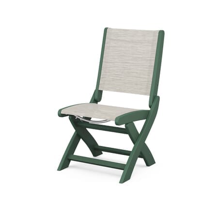 POLYWOOD Coastal Folding Side Chair in Green / Birch Sling