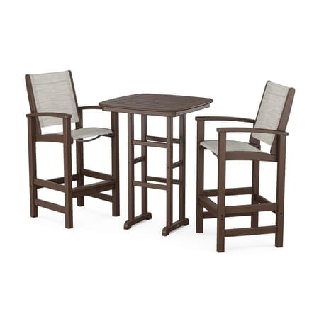 POLYWOOD Coastal 3-Piece Bar Set in Mahogany / Birch Sling