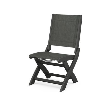 POLYWOOD Coastal Folding Side Chair in Black / Ember Sling