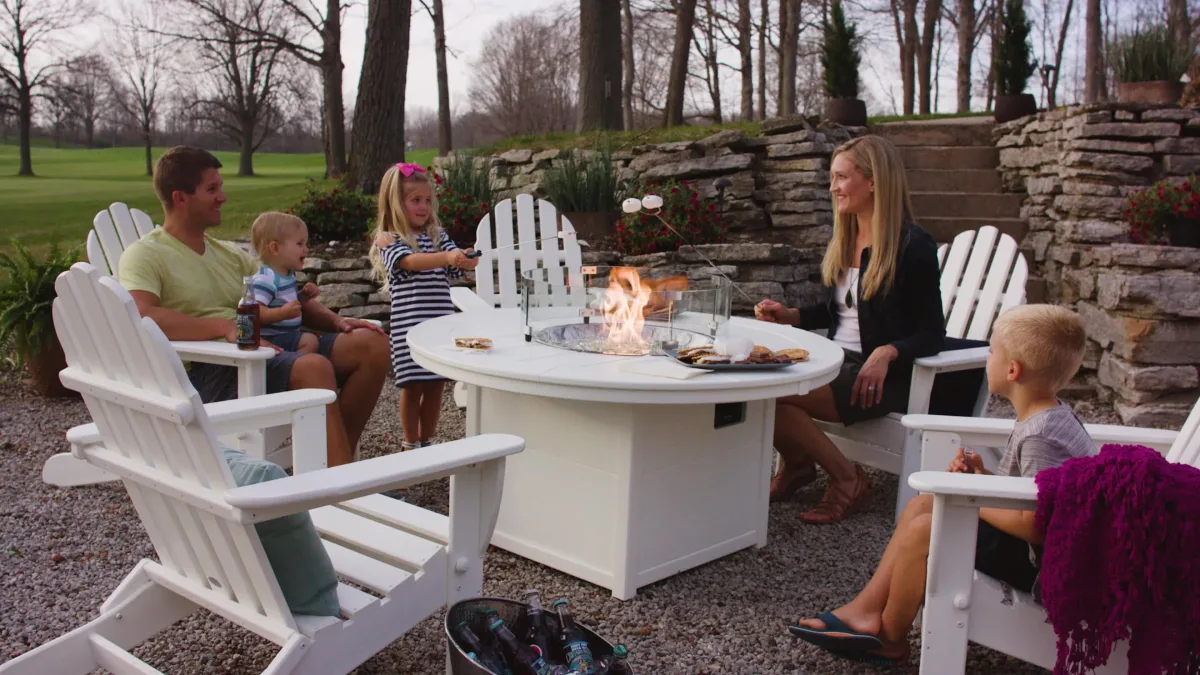 Classic Folding Adirondack 6-Piece Conversation Set with Fire Pit Tabl