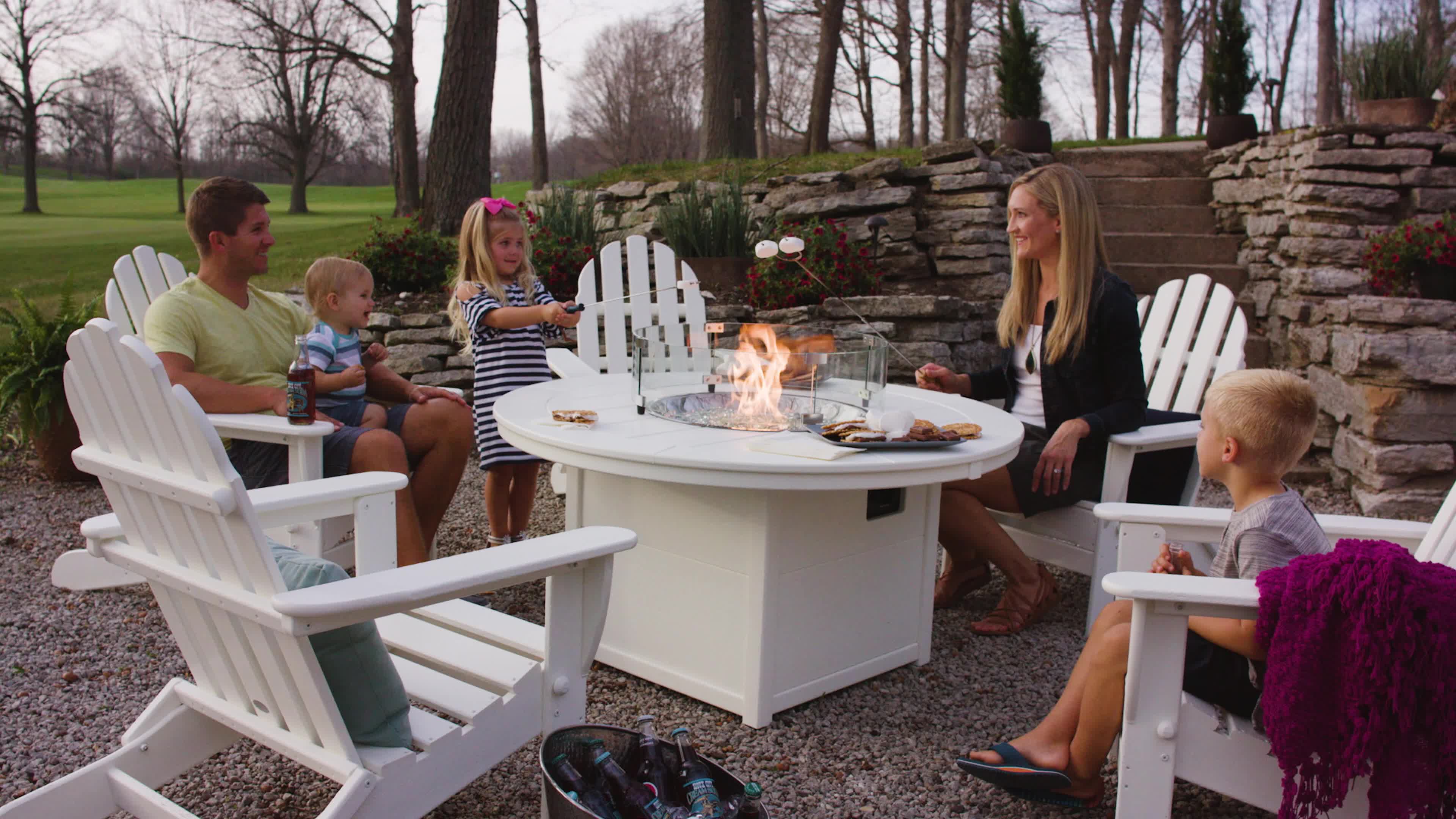Classic Folding Adirondack 6-Piece Conversation Set with Fire Pit Tabl