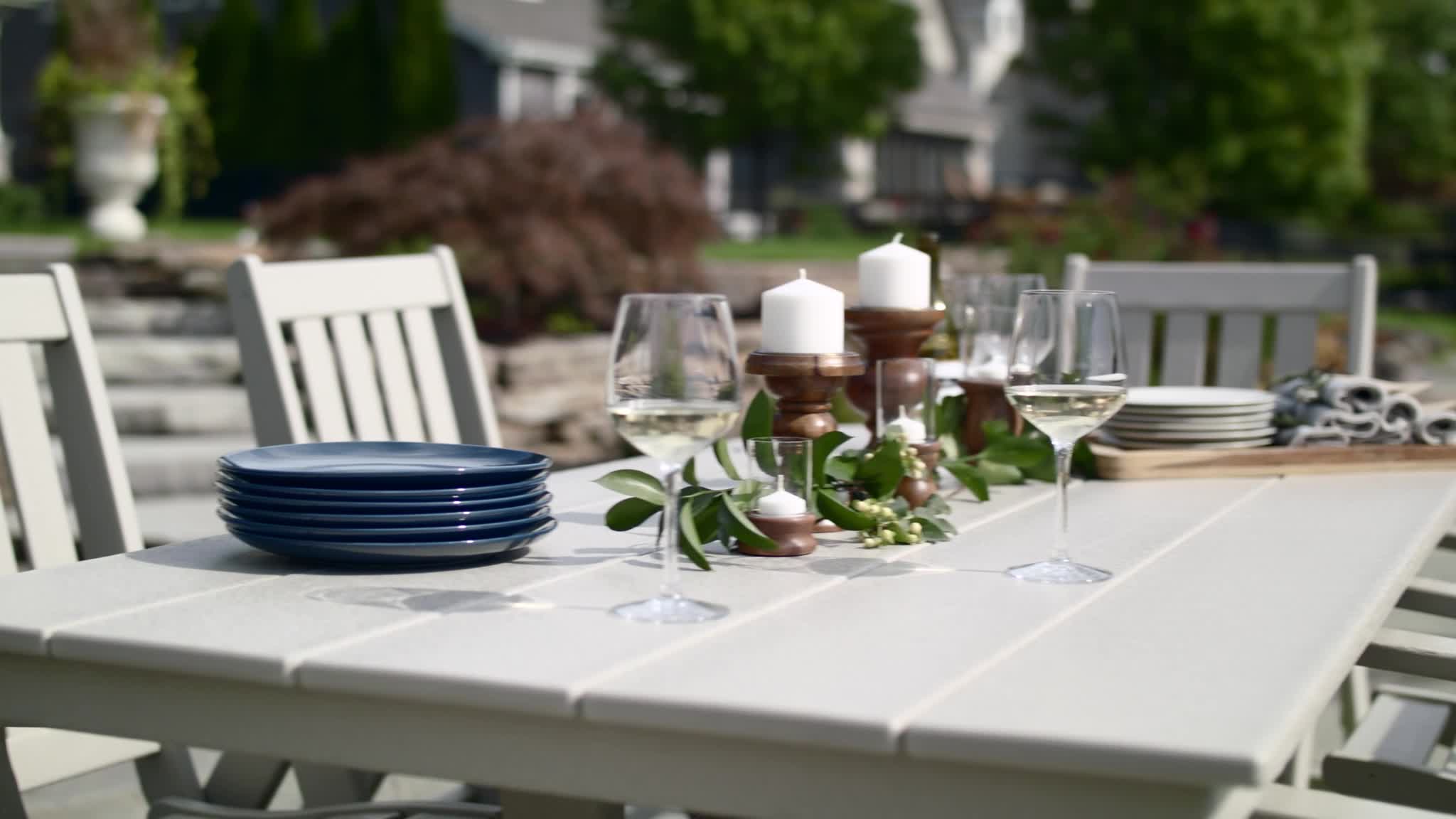 Vineyard Folding Chair 7-Piece Farmhouse Dining Set with Trestle Legs