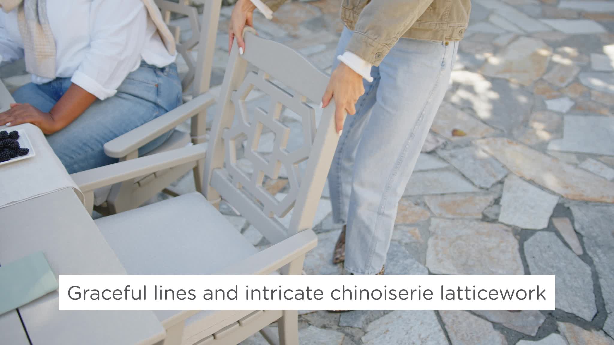 Chinoiserie 9-Piece Square Dining Set with Trestle Legs
